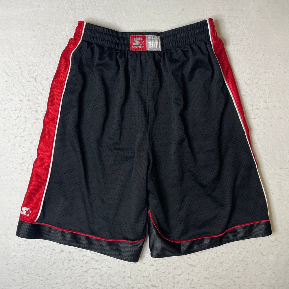 Starter Mens Basketball Shorts Black Red Athletic Gym Workout Size L‎
